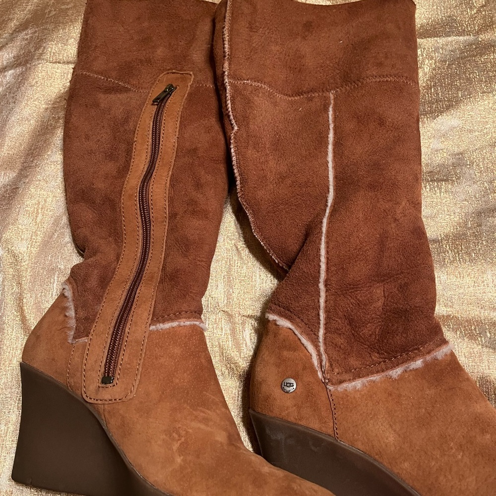 UGG Brown Suede Heeled Boots
